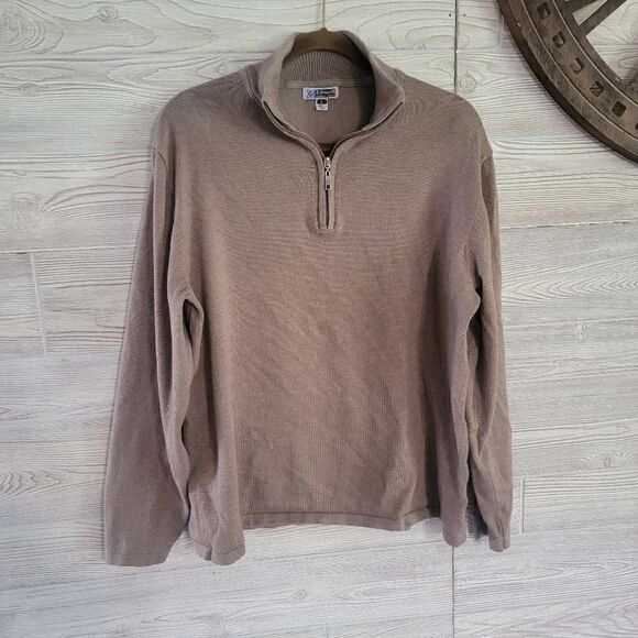Edwards Andrew Rohan Quarter Zip Sweater Mens SZ L Beige - Picture 1 of 3